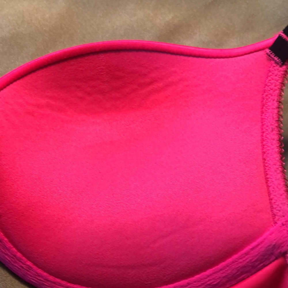 Victoria Secret 34 B scarlet and black lace Very Sexy Push-up bra/ white ribbons - Picture 7 of 11